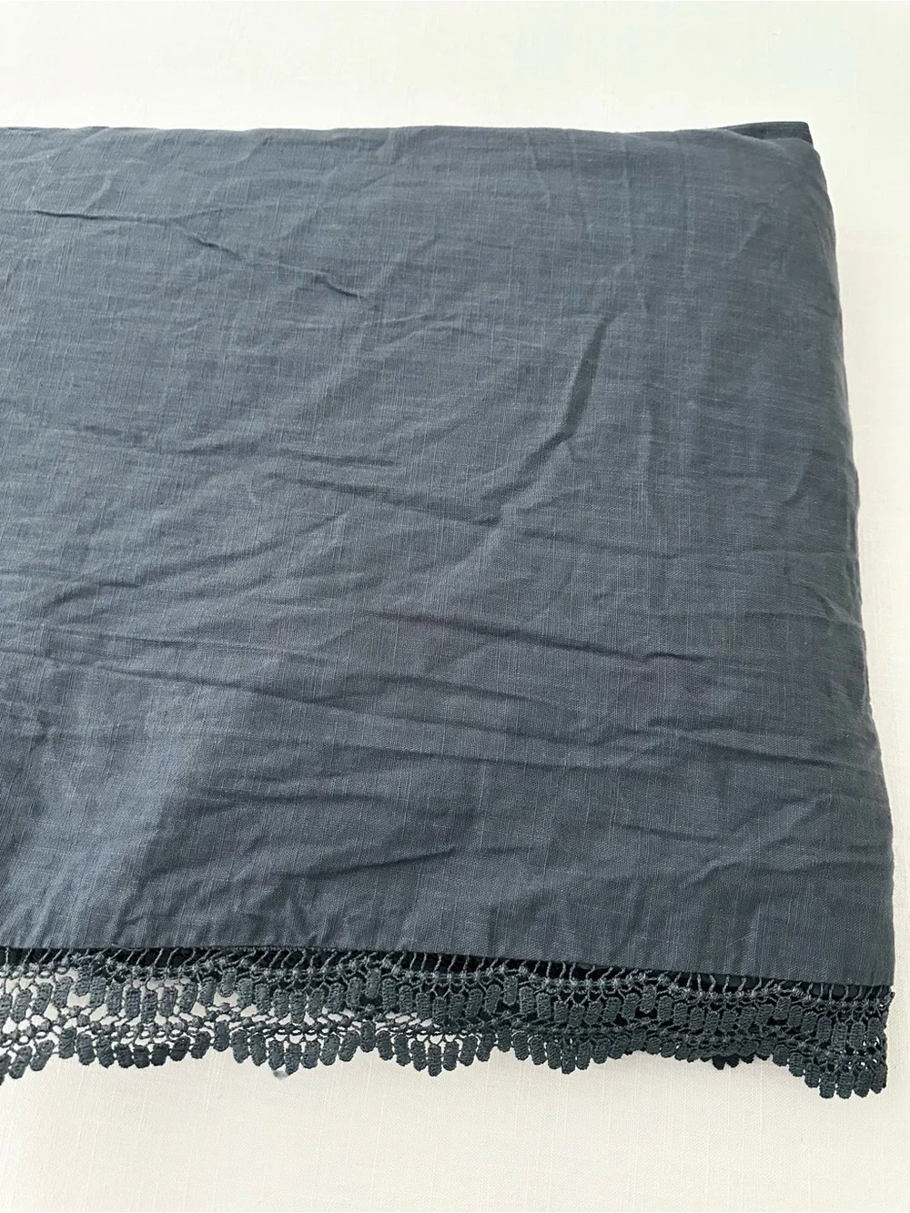 Studio McGee Threshold Navy Lace Border Cotton Slub Duvet Cover